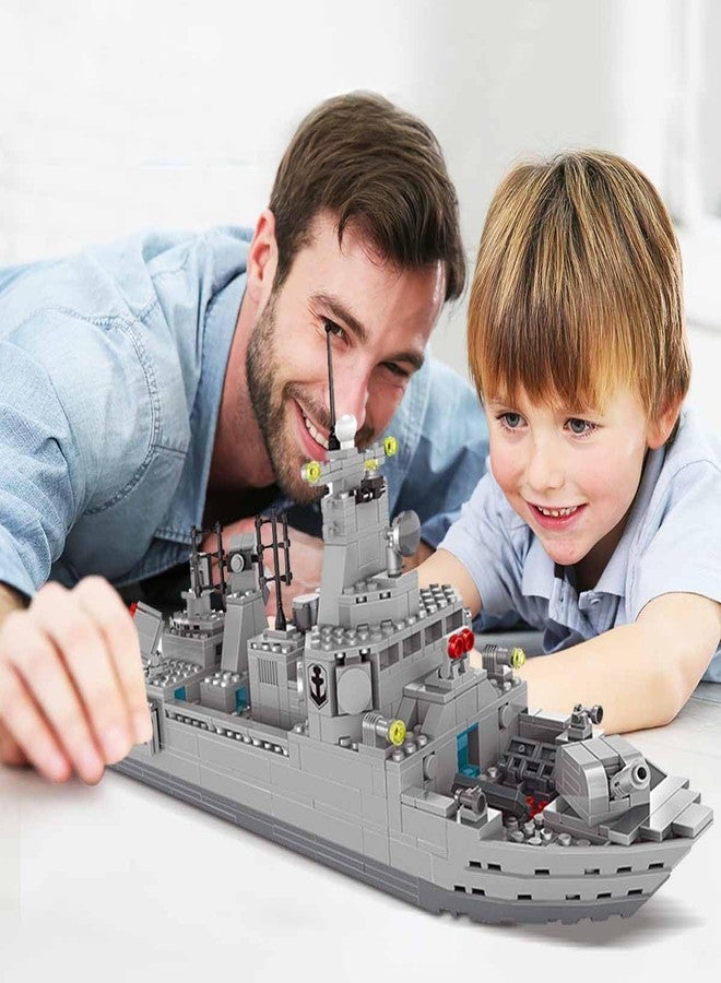 TOY PLAYER مجموعة بناء مدمرة بحرية، لعبة بناء سفينة حربية، هدية متوافقة مع مجموعات ليغو للأولاد من 8 إلى 14 عامًا والبالغين (528 قطعة) - Image 3